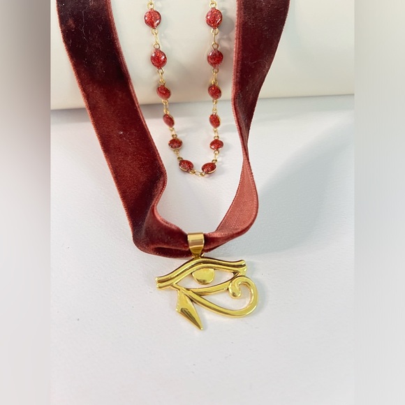 Eye of Horus Pendant Choker with matching Necklace - Ancient Egyptian Choker - Picture 4 of 8